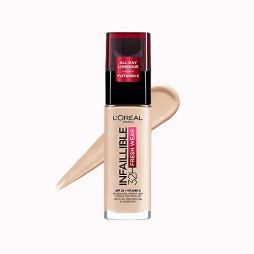 کرم پودر ۳۲ ساعته اینفالیبل لورال شماره ۲۰  30ml  LOreal Infaillible 32H Fresh Wear Foundation - 20 Ivory